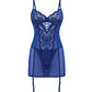 Kehlani Underwire Babydoll w/Detachable Garters & G-String - Cobalt Blue 1X/2X Oh La La Cheri