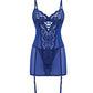 Kehlani Underwire Babydoll w/Detachable Garters & G-String - Cobalt Blue L/XL Oh La La Cheri
