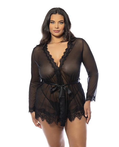 Provence Short Robe - Black 1X/2X Oh La La Cheri