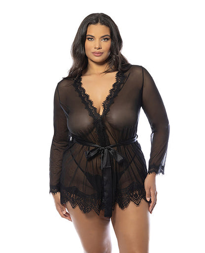 Provence Short Robe - Black 1X/2X Oh La La Cheri