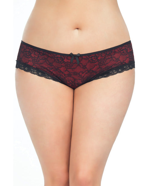 Cage Back Lace Panty Black/Red 3X/4X Oh La La Cheri