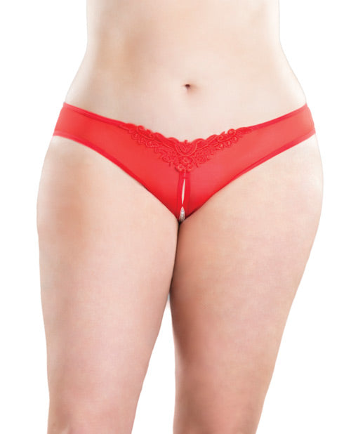 Crotchless Thong w/Pearls Red 3X/4X Oh La La Cheri