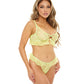 Noell Underwire Lace & Ruffle Bra w/G-String Daiquiri Green L/XL Oh La La Cheri