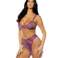 Evrice Lace and Mesh Underwire Bra w/Thong - Purple S/M Oh La La Cheri