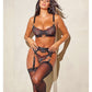 Azalea Underwire Embroidered Bra, Garter Belt & G-String Cheri Holiday/Black XL Oh La La Cheri