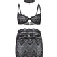 Perla Lace 3 pc Set w/Pearl Details - Black S/M Oh La La Cheri