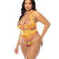 Elisabeth Unlined Underwire Embroidered Teddy - Yellow 1X Oh La La Cheri