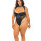 Josephine High Leg Teddy w/Removable Fishnet Collared Harness Black 3X Oh La La Cheri
