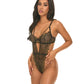 Greta Snake Eyelash Lace Teddy - Black/Gold LG Oh La La Cheri