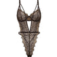 Greta Snake Eyelash Lace Teddy - Black/Gold XL Oh La La Cheri