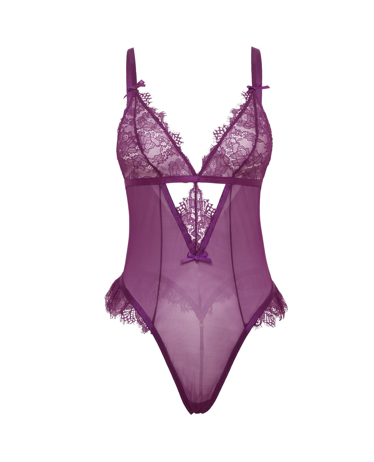 Katana Mesh & Lace Teddy - Purple S/M Oh La La Cheri