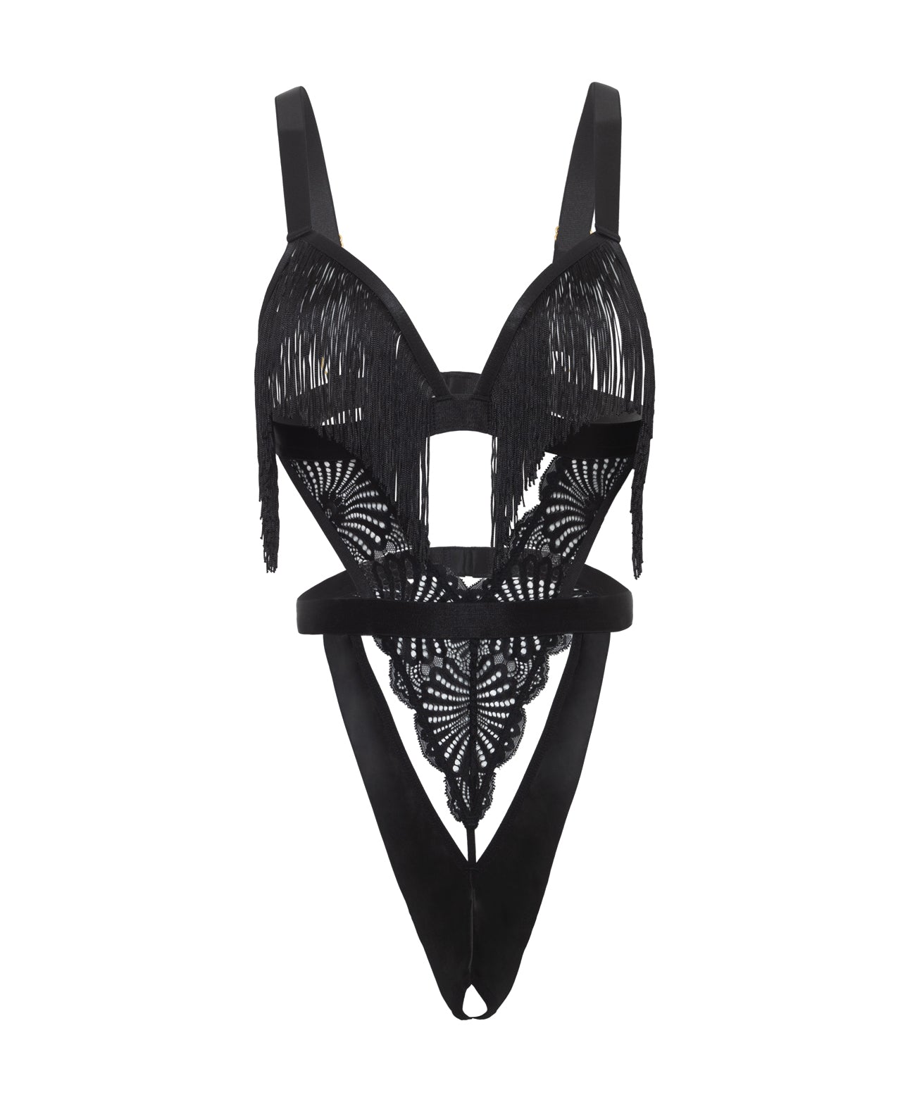 Annika Open Cup Teddy w/Fringe Detail - Black L/XL Oh La La Cheri