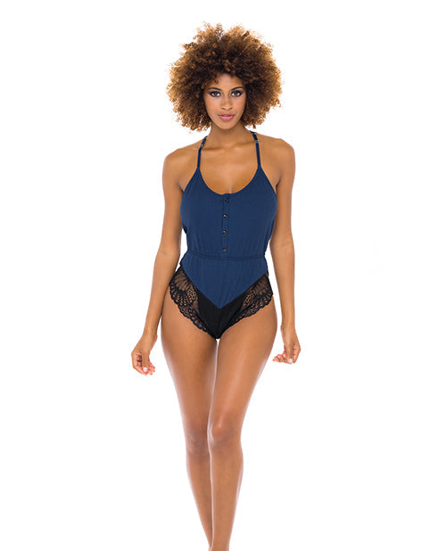 Claribel Ribbed Jersey Romper Estate Blue/Black L/XL Oh La La Cheri