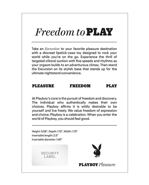 Playboy Pleasures Excursion Clitoral Suction Vibe - Black Evolved Novelties INC