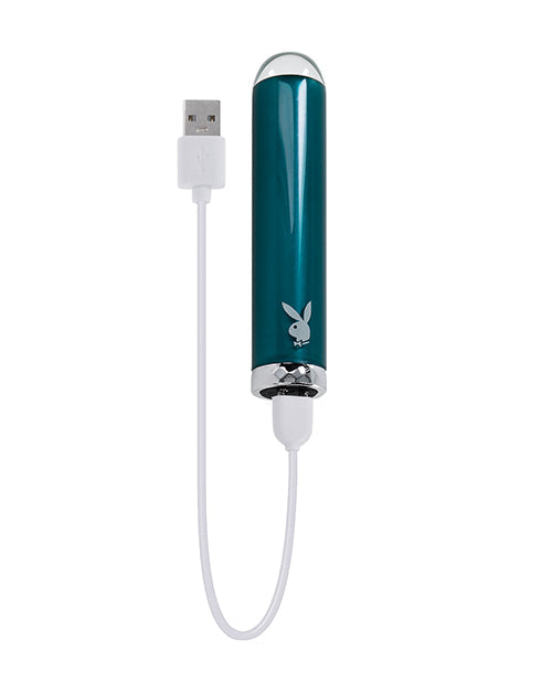 Playboy Pleasure Emerald Bullet Vibrator - Deep Teal Evolved Novelties INC