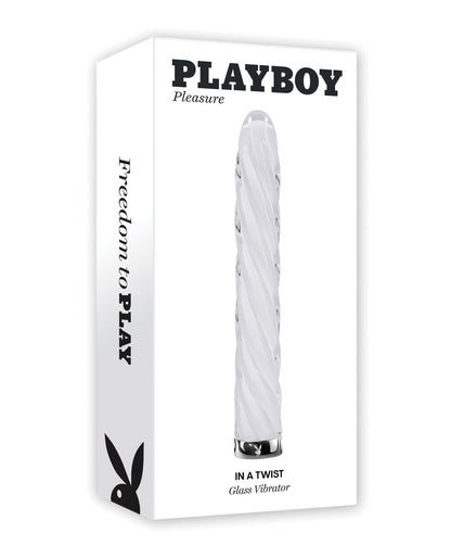 Playboy Pleasure In the Twist Glass Vibrator - White Evolved Novelties INC