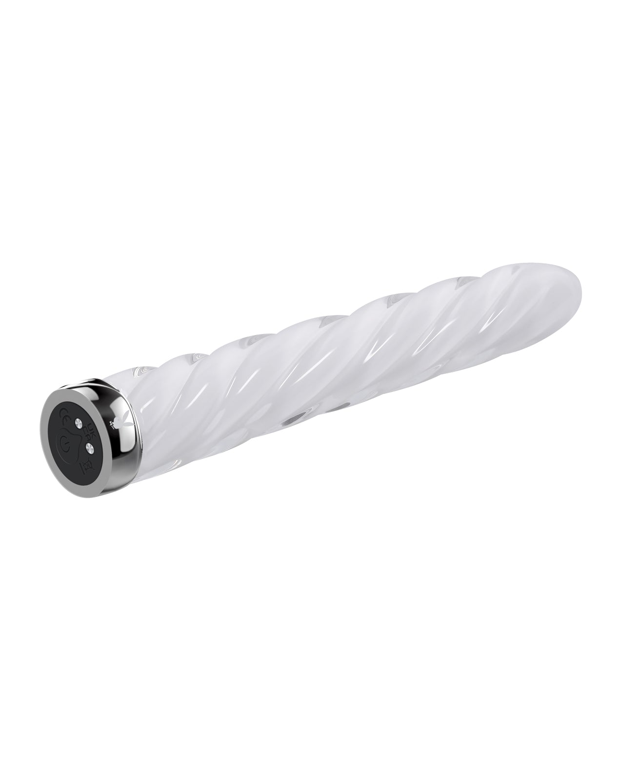 Playboy Pleasure In the Twist Glass Vibrator - White Evolved Novelties INC