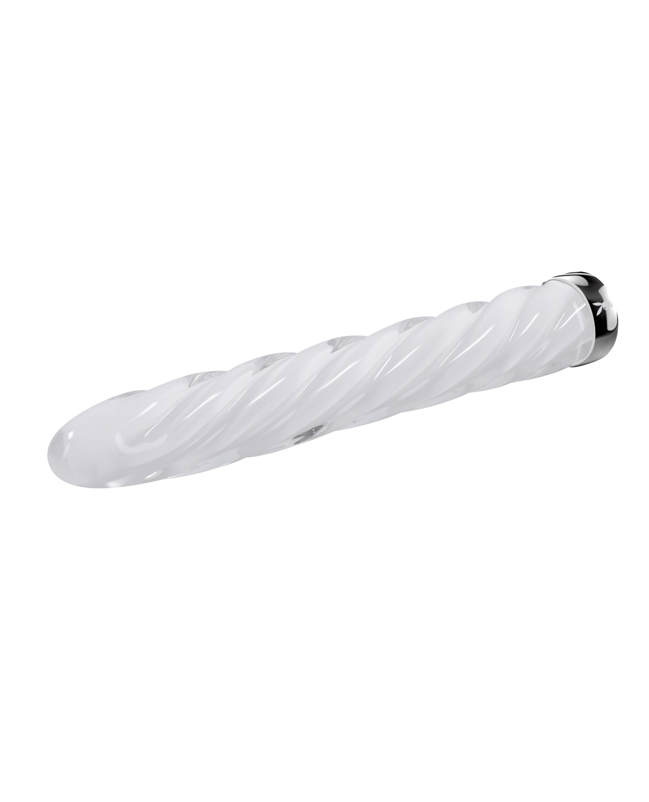 Playboy Pleasure In the Twist Glass Vibrator - White Evolved Novelties INC