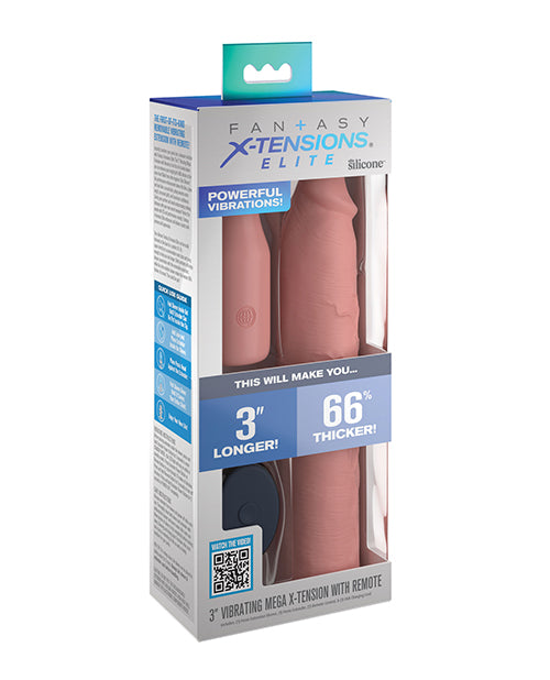 Fantasy X-tensions Elite 9" Sleeve Vibrating 3" Plug w/Remote - Light Pipedream Products
