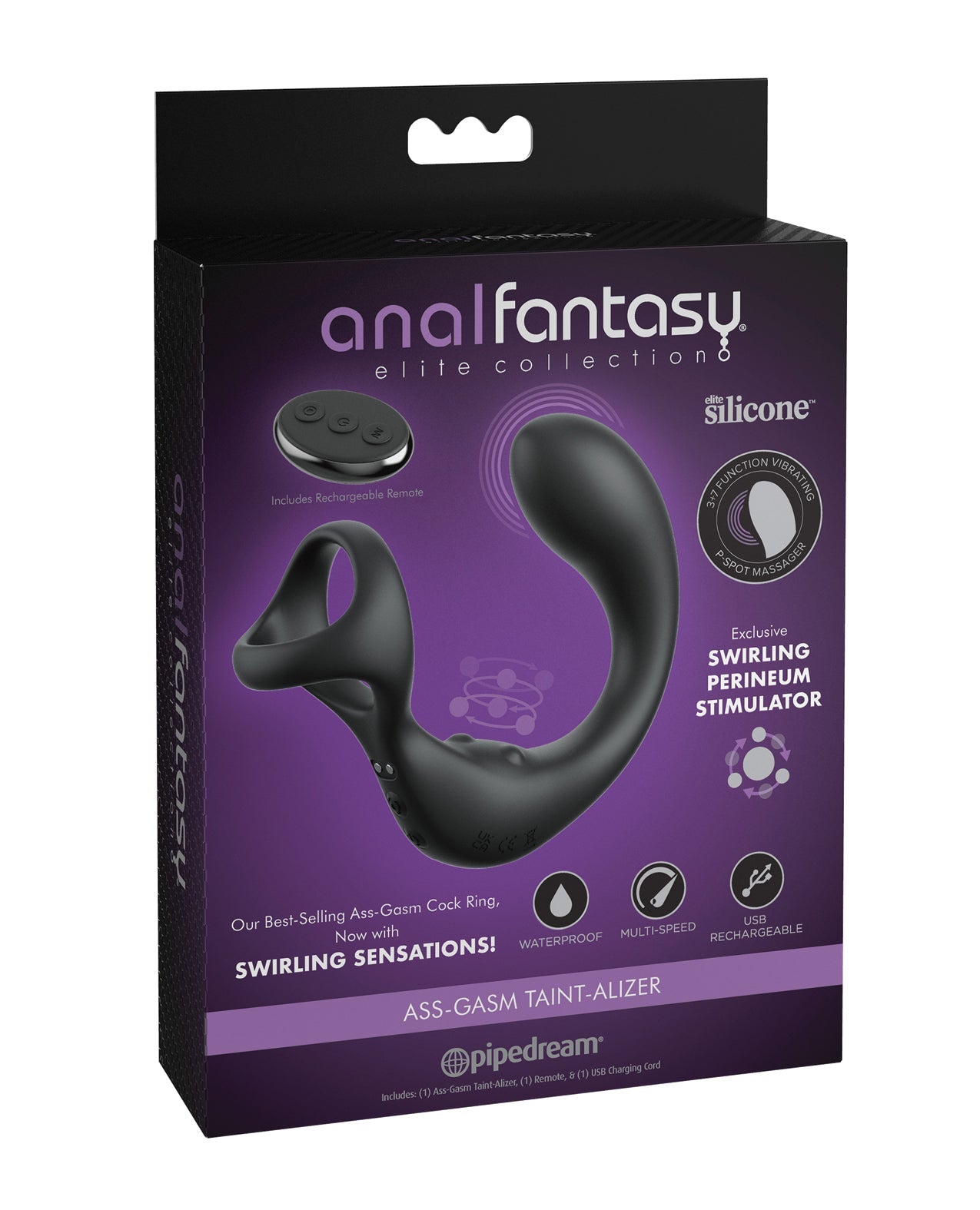Anal Fantasy Elite Ass-Gasm Taint-Alizer P-Spot Vibrator - Black Pipedream Products