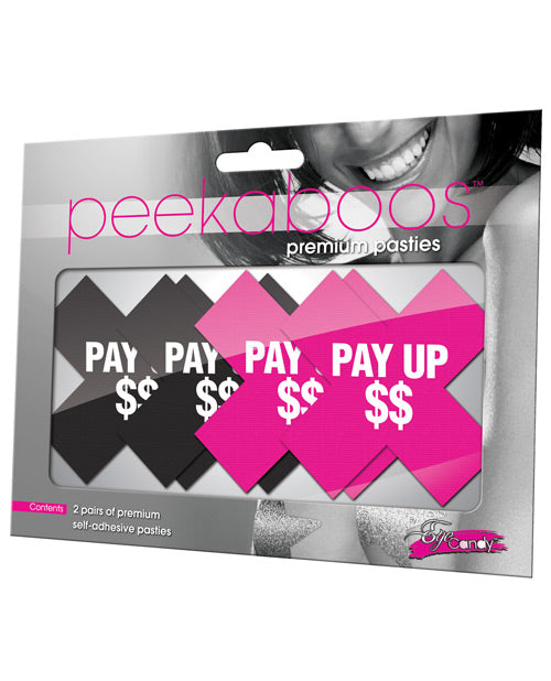 Peekaboos Pay Up Pasties - 2 Pairs 1 Black/1 Pink Xgen