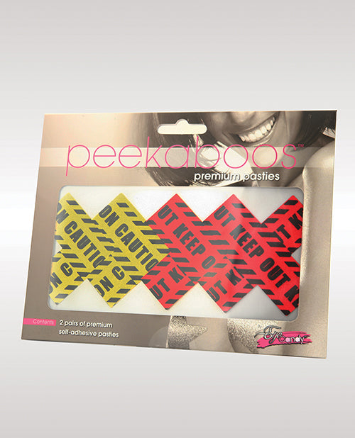 Peekaboos Caution X Pasties - 2 Pairs 1 Red/1 Yellow Xgen