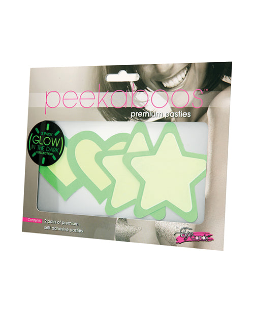 Peekaboos Glow in the Dark Hearts & Stars - Green 2 Pairs Xgen