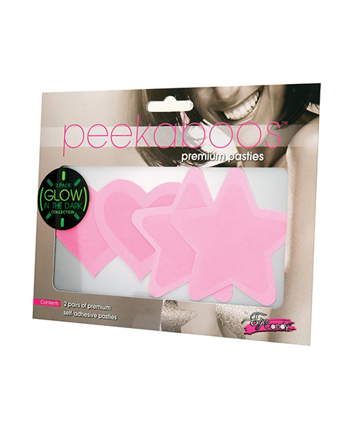 Peekaboos Glow in the Dark Hearts & Stars - Hot Pink 2 Pairs Xgen