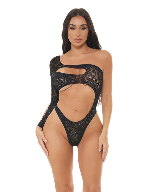 Pink Lipstick Tap In One Shoulder Teddy - Black O/S Rene Rofe