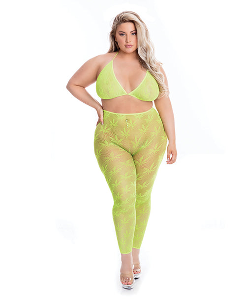 Pink Lipstick All About Leaf Bra & Leggings Green QN Rene Rofe