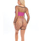 Pink Lipstick Dance with Me Large Fishnet Romper, Bandeau Top & G-String Neon Pink O/S Rene Rofe