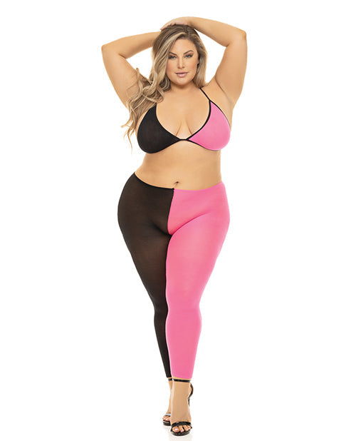 Pink Lipstick Block You Out Bra & Legging Black/Pink QN Rene Rofe