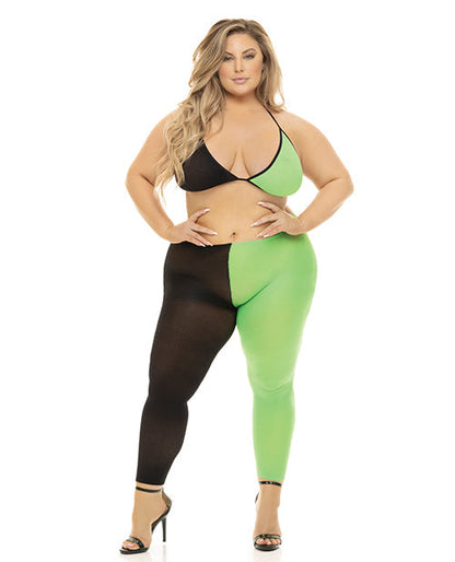 Pink Lipstick Block You Out Bra & Legging Black/Green QN Rene Rofe