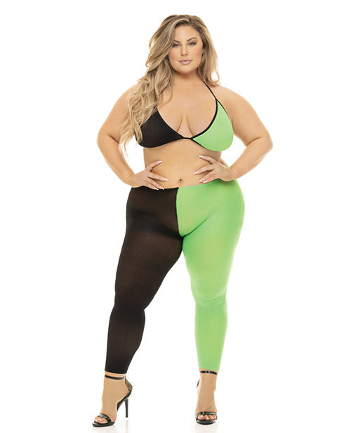 Pink Lipstick Block You Out Bra & Legging Black/Green QN Rene Rofe