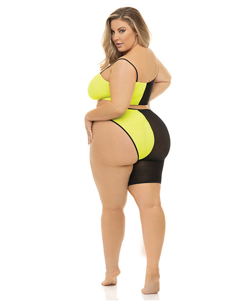 Pink Lipstick Block You Out Bandeau & Bottom Black/Yellow QN Rene Rofe