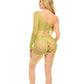 Pink Lipstick Right Thru Me Fishnet Top, Garter Skirt & G-String Neon Green O/S Rene Rofe