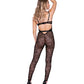 Chantilly Stretch Lace Sleeveless Catsuit w/Satin Trim Black MD Roma Costume INC