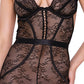 Chantilly Stretch Lace Sleeveless Catsuit w/Satin Trim Black SM Roma Costume INC