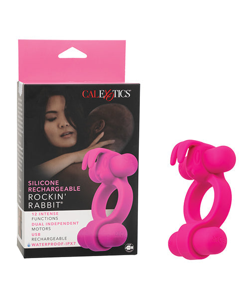 Couple's Enhancer Silicone Rechargeable Rockin' Rabbit Enhancer - Fuchsia California Exotic Novelties