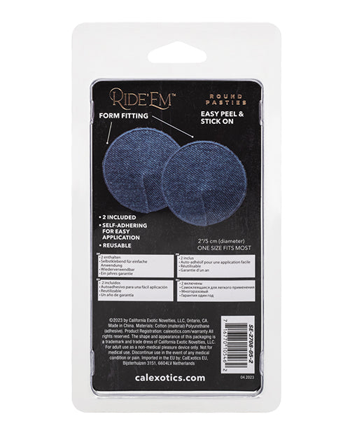 Ride 'Em Premium Denim Collection Round Pasties - O/S California Exotic Novelties