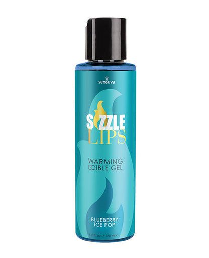 Sizzle Lips Warming Gel - 4.2 oz Bottle Blueberry Ice Pop Sensuva Valencia Naturals