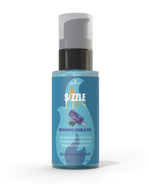 Sizzle Lips Warming Gel - 2 oz Bottle Blueberry Ice Pop Sensuva Valencia Naturals
