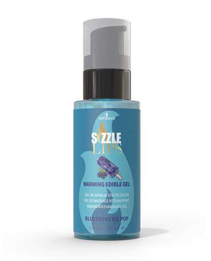 Sizzle Lips Warming Gel - 2 oz Bottle Blueberry Ice Pop Sensuva Valencia Naturals