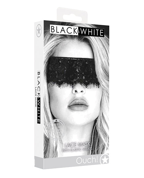 Shots Ouch Black & White Lace Mask w/Elastic Straps - Black Shots America LLC