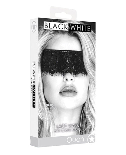 Shots Ouch Black & White Lace Mask w/Elastic Straps - Black Shots America LLC