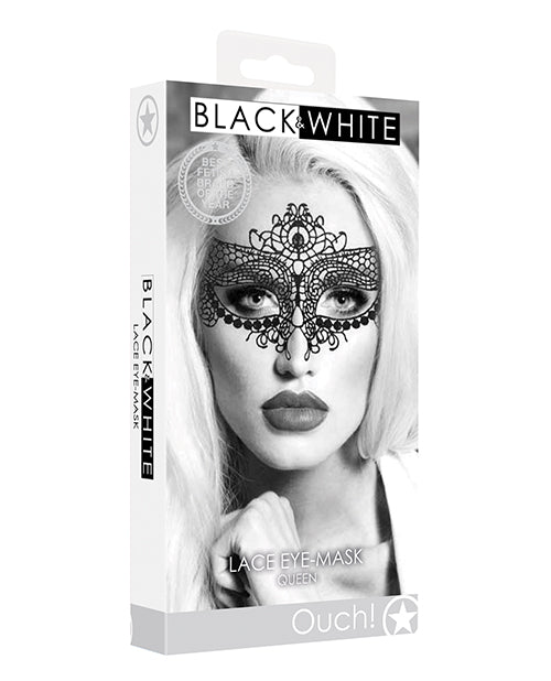 Shots Ouch Black & White Lace Eye Mask - Queen Black Shots America LLC
