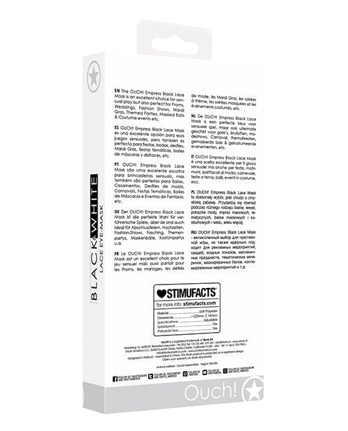 Shots Ouch Black & White Lace Eye Mask - Empress Black Shots America LLC