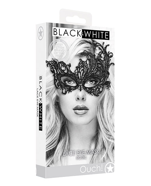 Shots Ouch Black & White Lace Eye Mask - Royal Black Shots America LLC