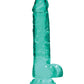Shots RealRock Realistic Dildo | Clear 8" Big Dildo with Balls | Turquoise Suction Cup Dildo