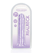 Shots RealRock Anal Dildo | Crystal Clear 7" Big Dildo | Straight Purple Suction Cup Dildo